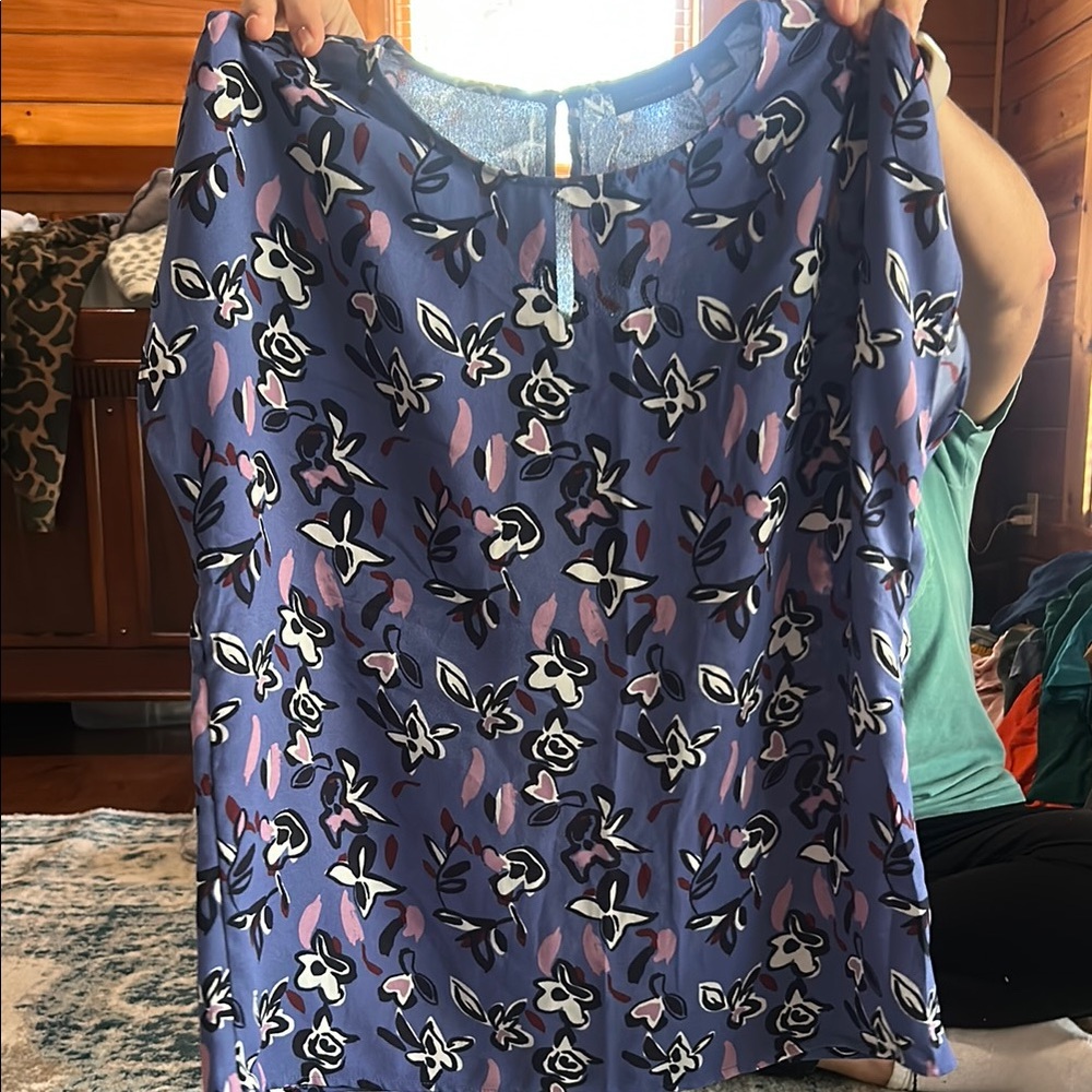Floral Blue and Pink Blouse